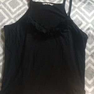 Black tank with ruffle detail